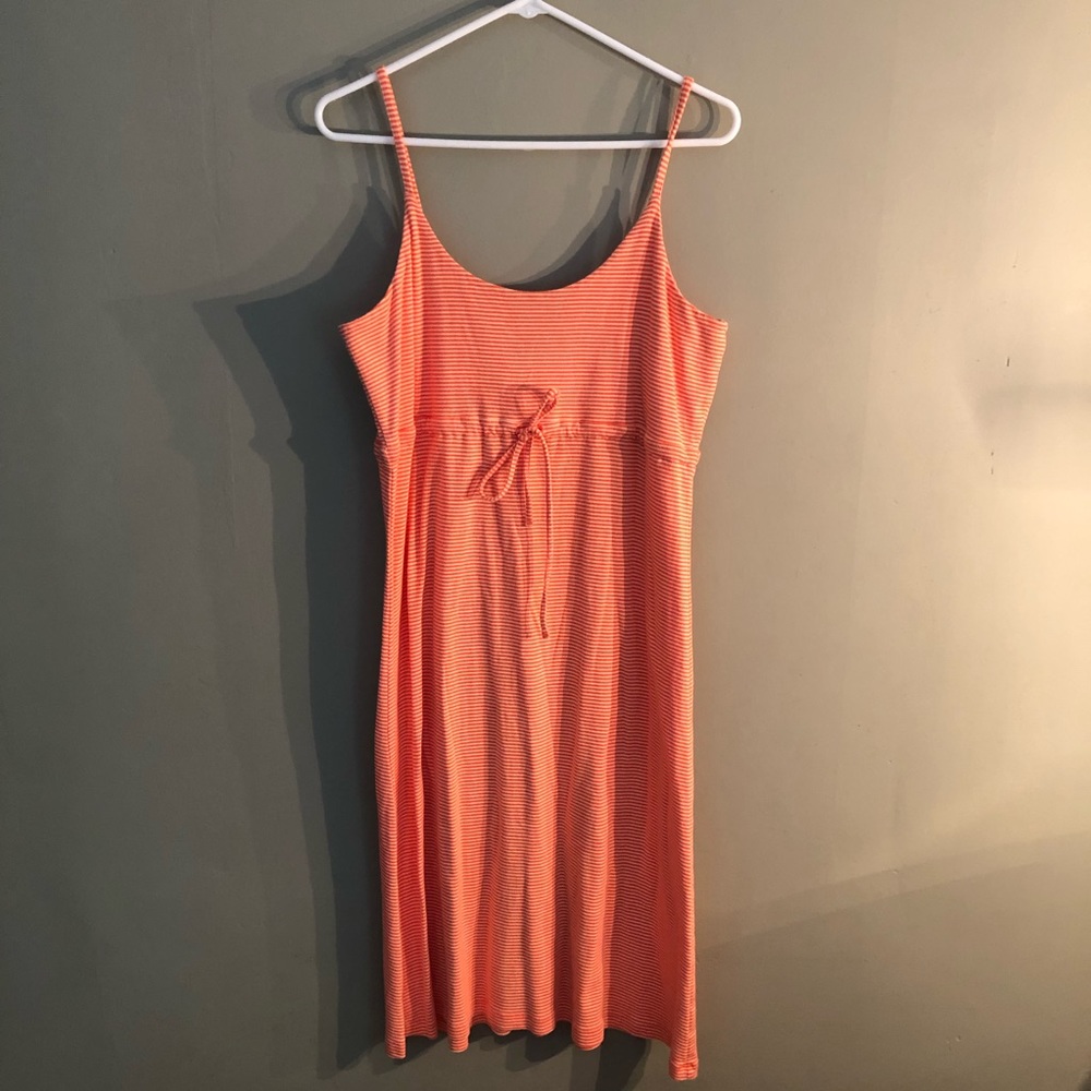 Orange striped jersey knit sundress